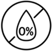 A icon circle and water droplet with 0% in the middle